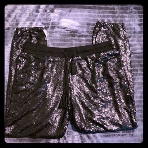 NWOT black sequin jogging pants